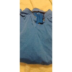Tiger Woods Collection Dri Fit Polo Shirt Men XL Blue Snap Button‎ Short Sleeve